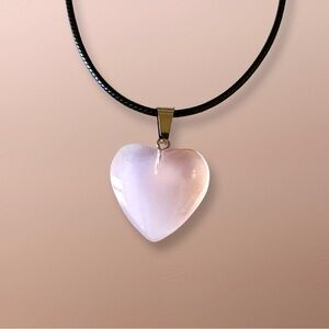 ⭐️ 5 for $25 Heart Shaped Crystal Glass Pendant Necklace on a Black Cord